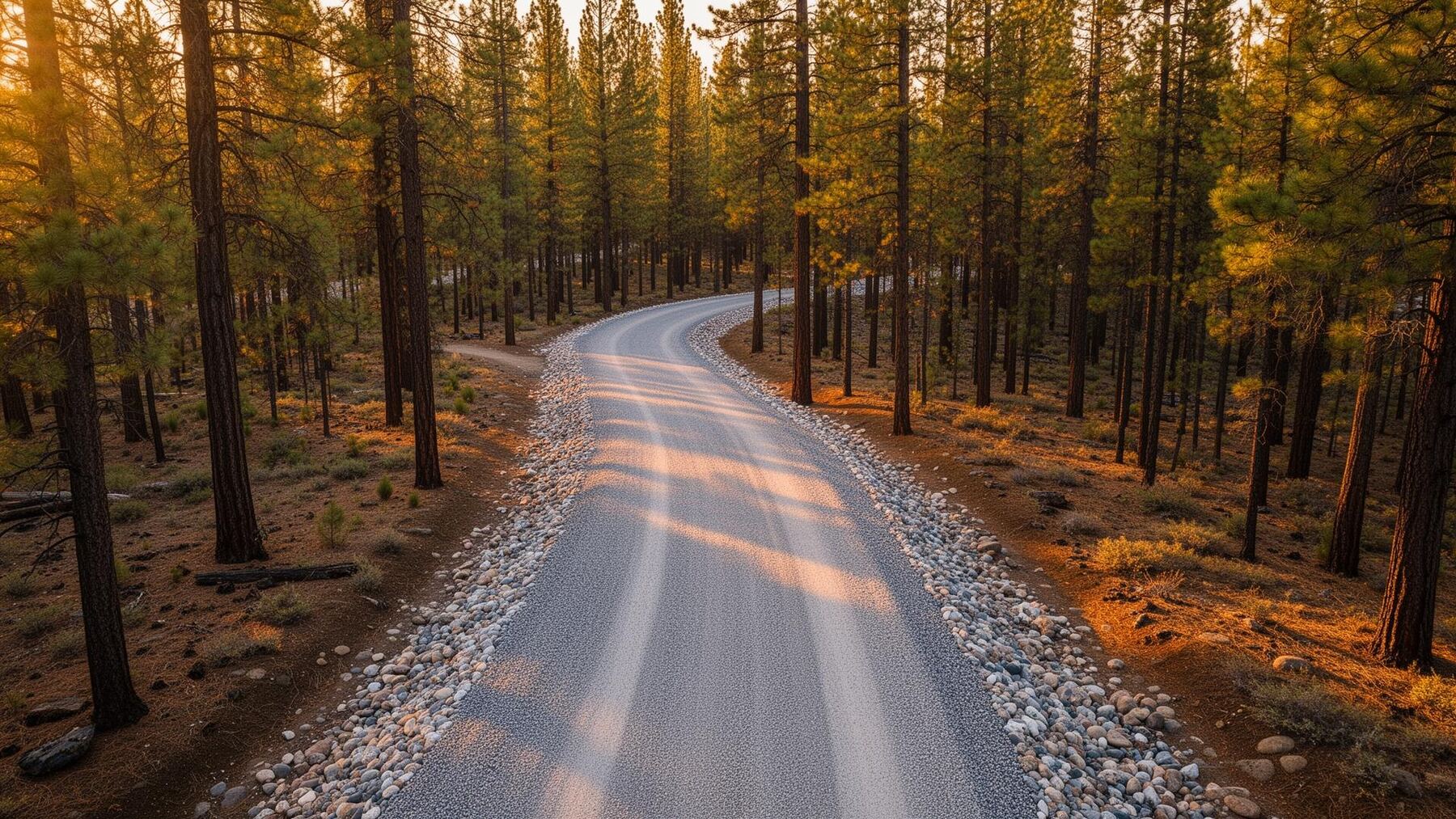 Forest driveway after