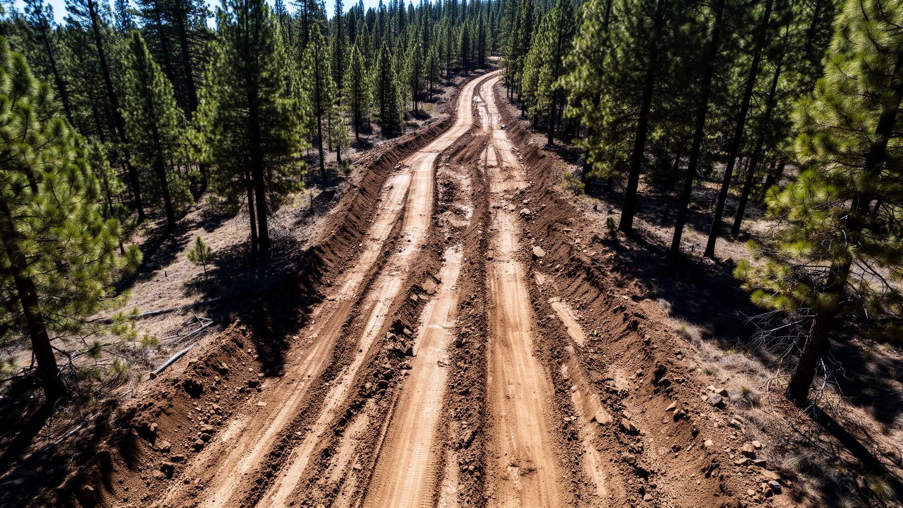 Forest driveway before
