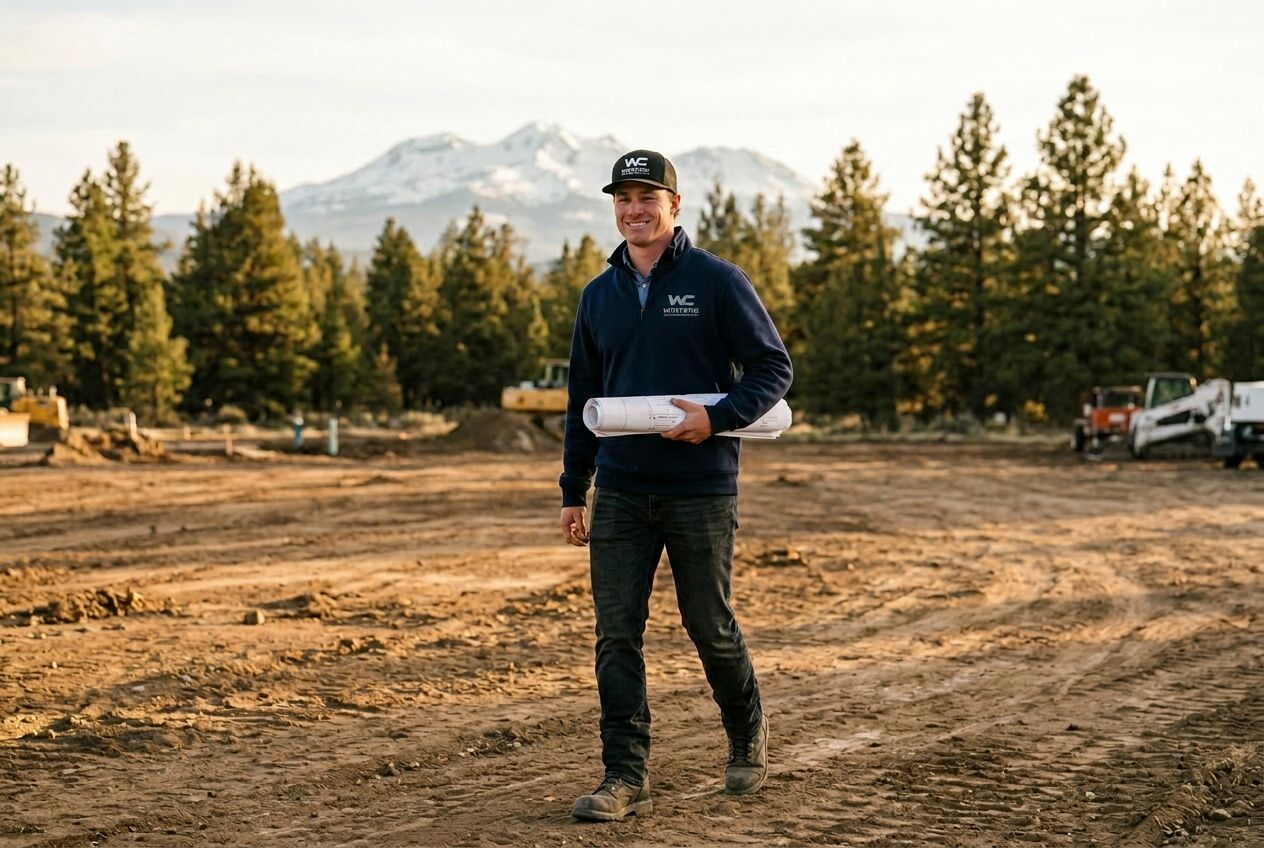 Cody Winters on site with plans